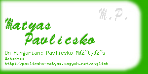 matyas pavlicsko business card